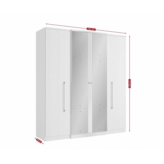 ROUPEIRO SPLENDORE 4 PORTAS BRANCO PLUS GLASS